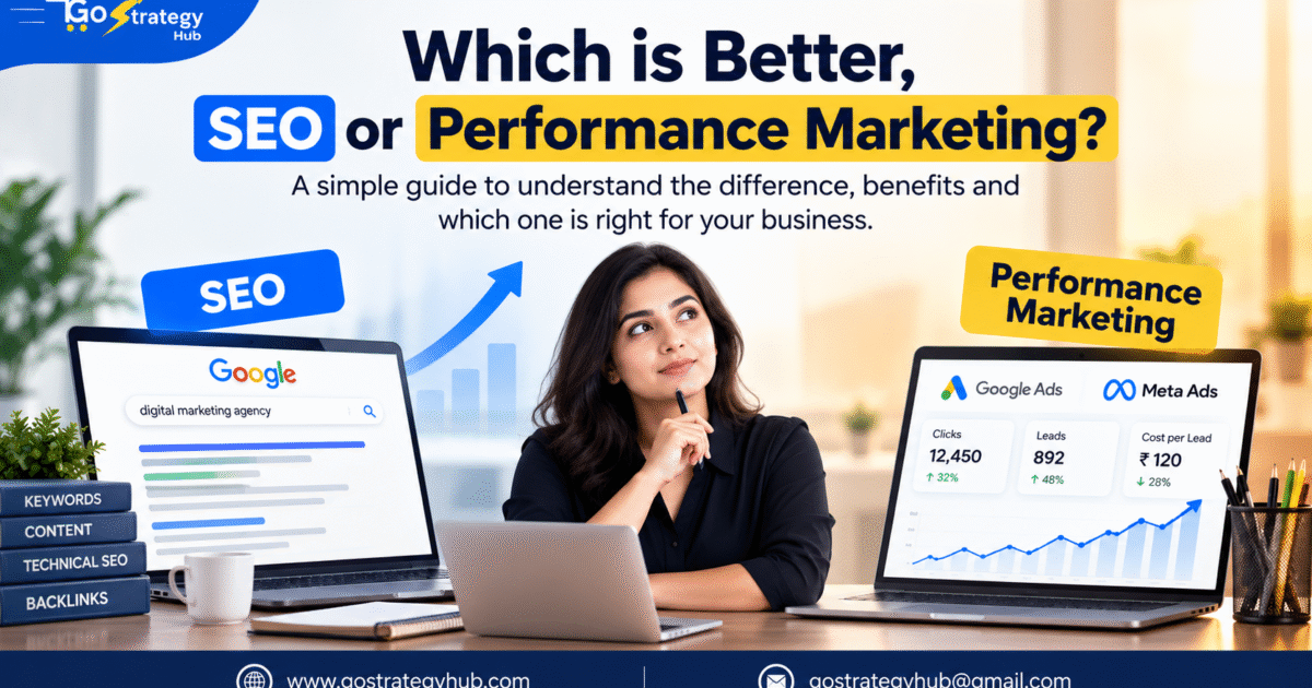 SEO versus performance marketing with Google search, Google Ads and Meta Ads for business growth