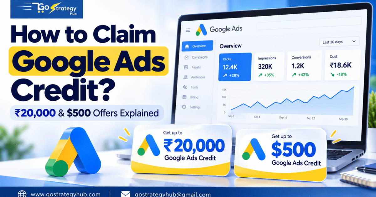 How to claim Google Ads credit including ₹20,000 and $500 offers